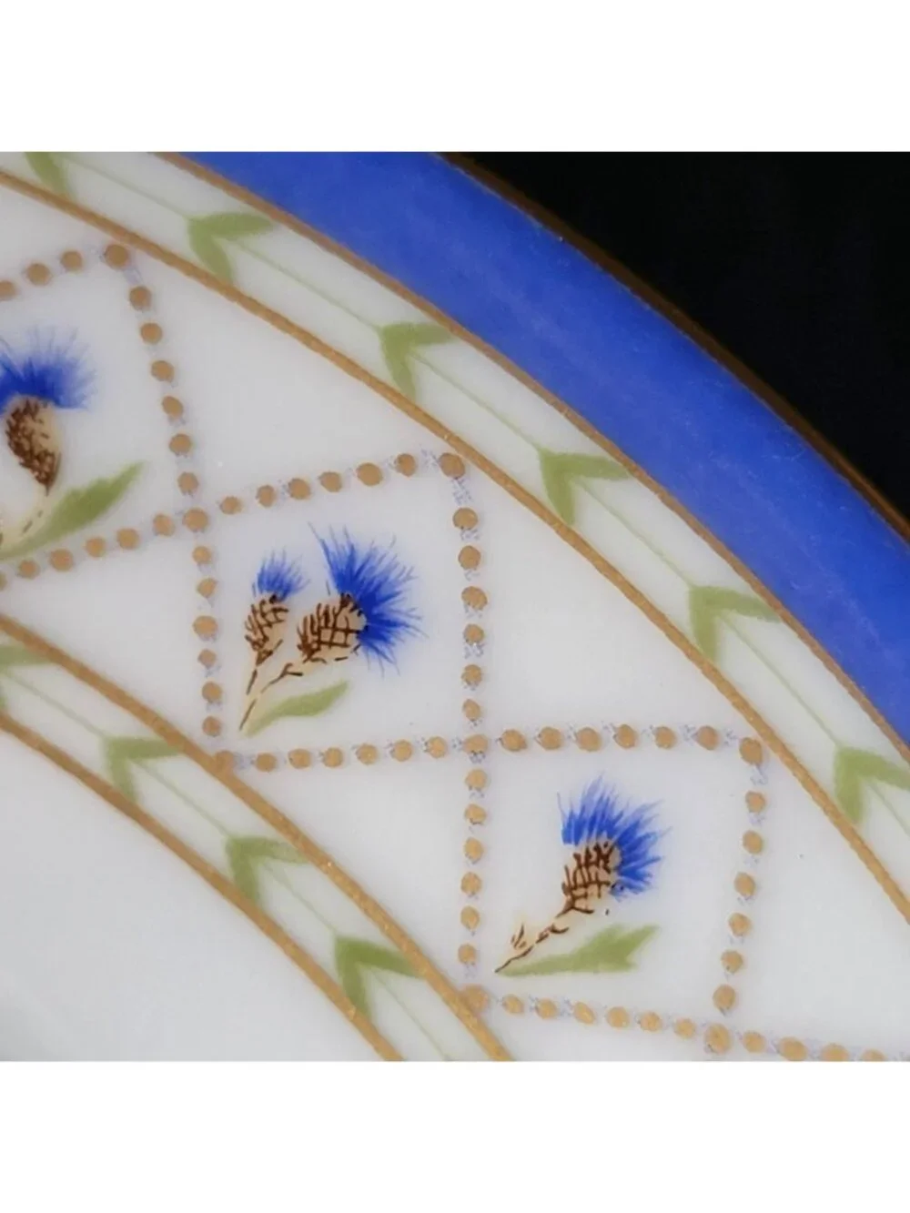 Haviland Limoges Val De Loire Blue Band Cornflower Pattern Flat Cup & Saucer Set